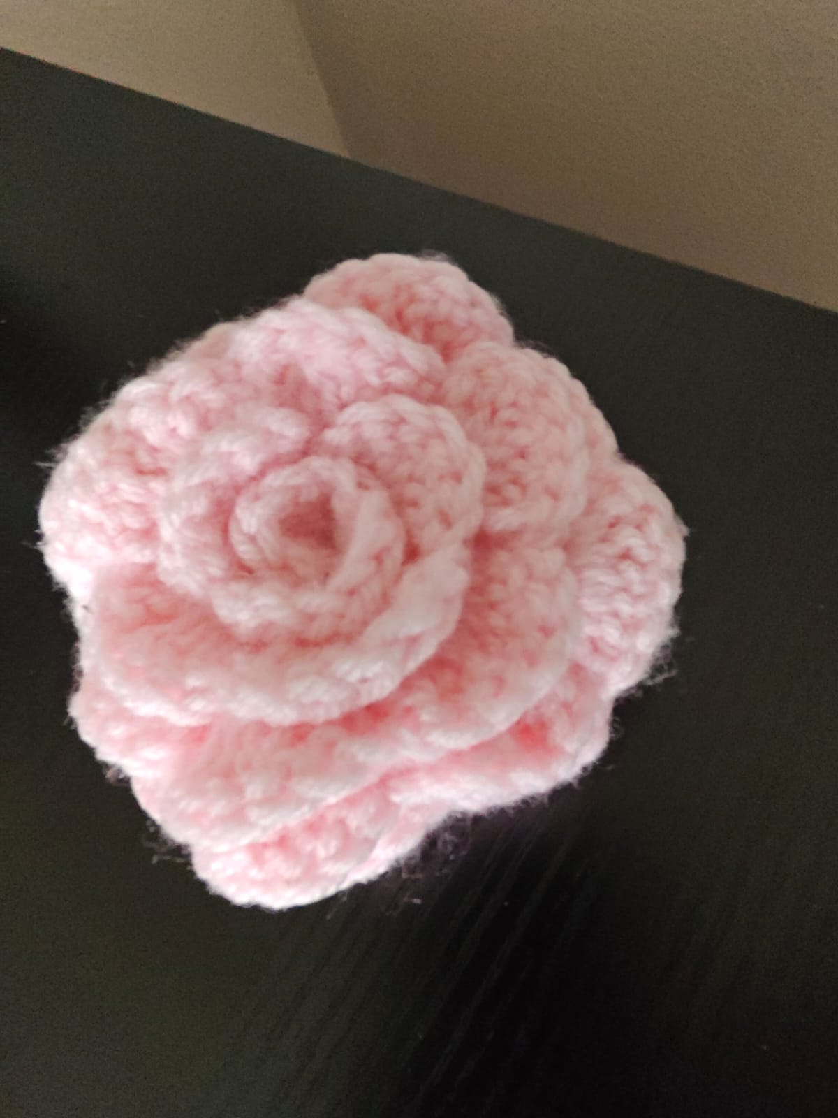 Pink crochet rose